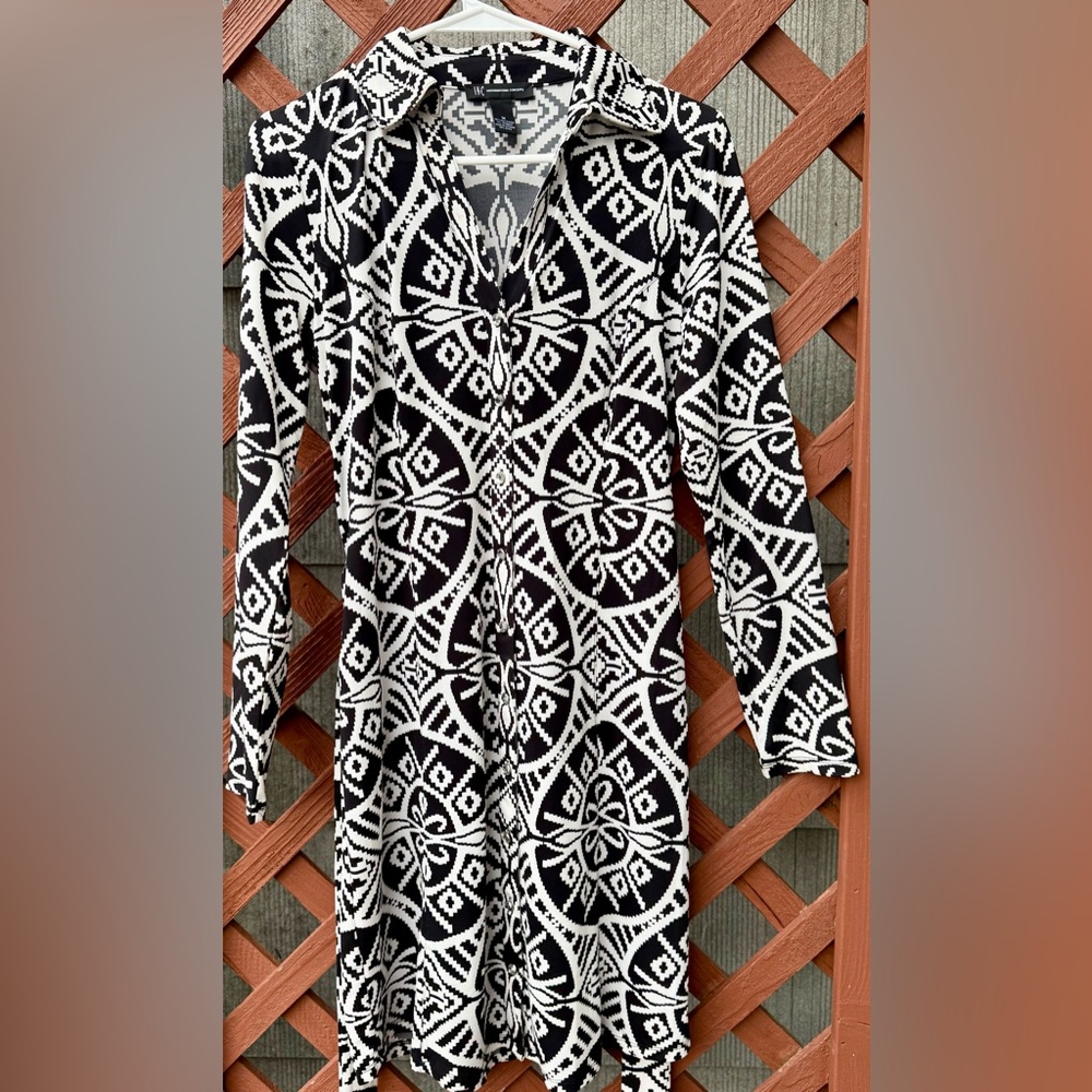 INC Black & White Printed Shirt Dress – Size M